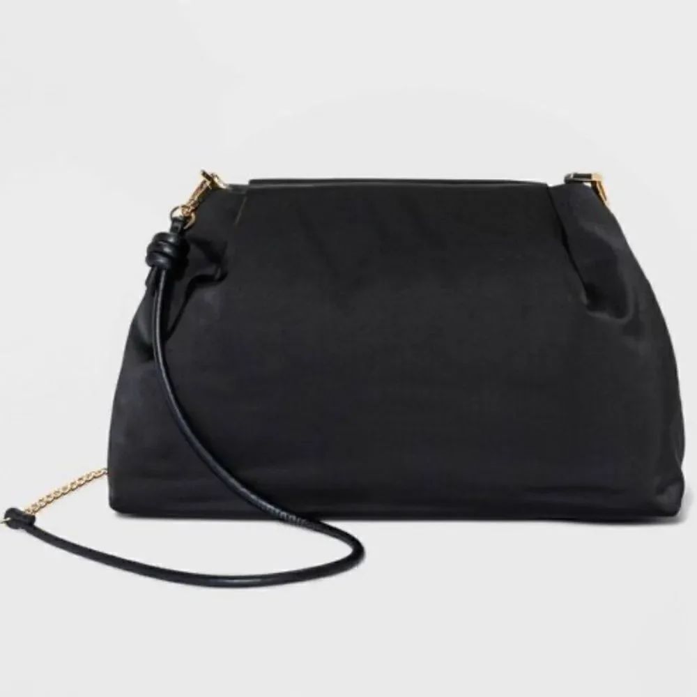 NWT A New Day Black Gold Satin Party Clutch Crossbody Convertible Shoulder Bag